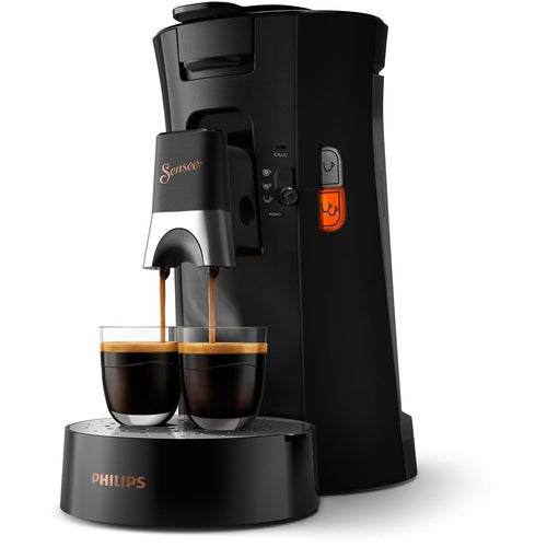 SENSEO Machine à Café à Dosettes, Intensité Plus, Crema Plus, 2 Tasses Simultanées, Noir – CSA240/61