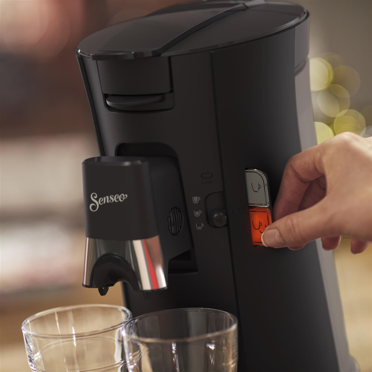 SENSEO Machine à Café à Dosettes, Intensité Plus, Crema Plus, 2 Tasses Simultanées, Noir – CSA240/61