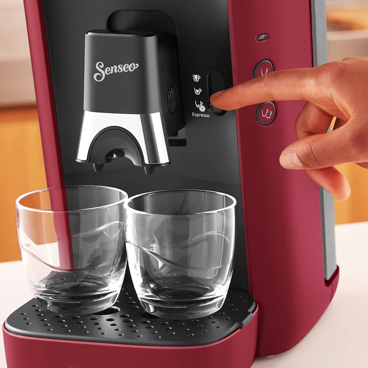 SENSEO Maestro Machine à Café à Dosettes, Réservoir 1,2 L, Intense Plus, Fonction Mémo, Rouge – CSA260/91