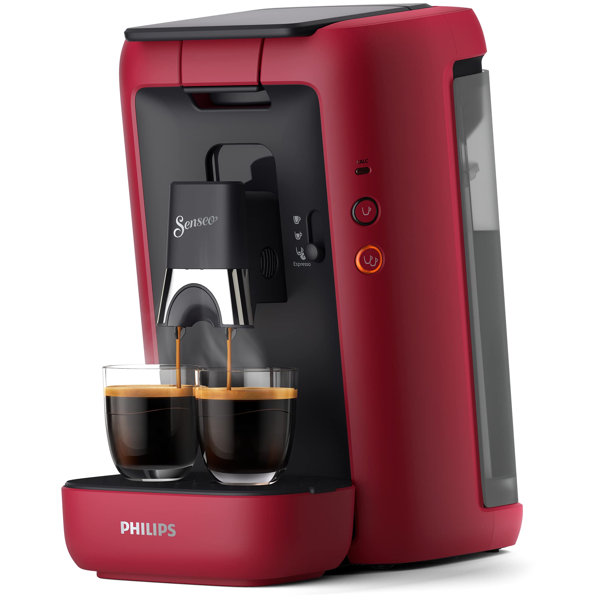 SENSEO Maestro Machine à Café à Dosettes, Réservoir 1,2 L, Intense Plus, Fonction Mémo, Rouge – CSA260/91