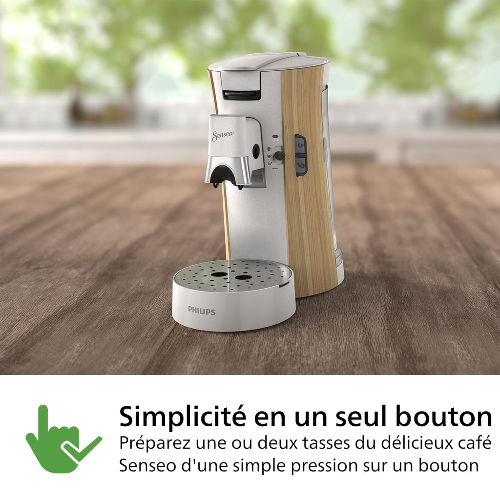 SENSEO Select Machine à Café à Dosettes, Intensity Plus, Fonction Mémo, Crema Plus, Blanc Soie – CSA240/06