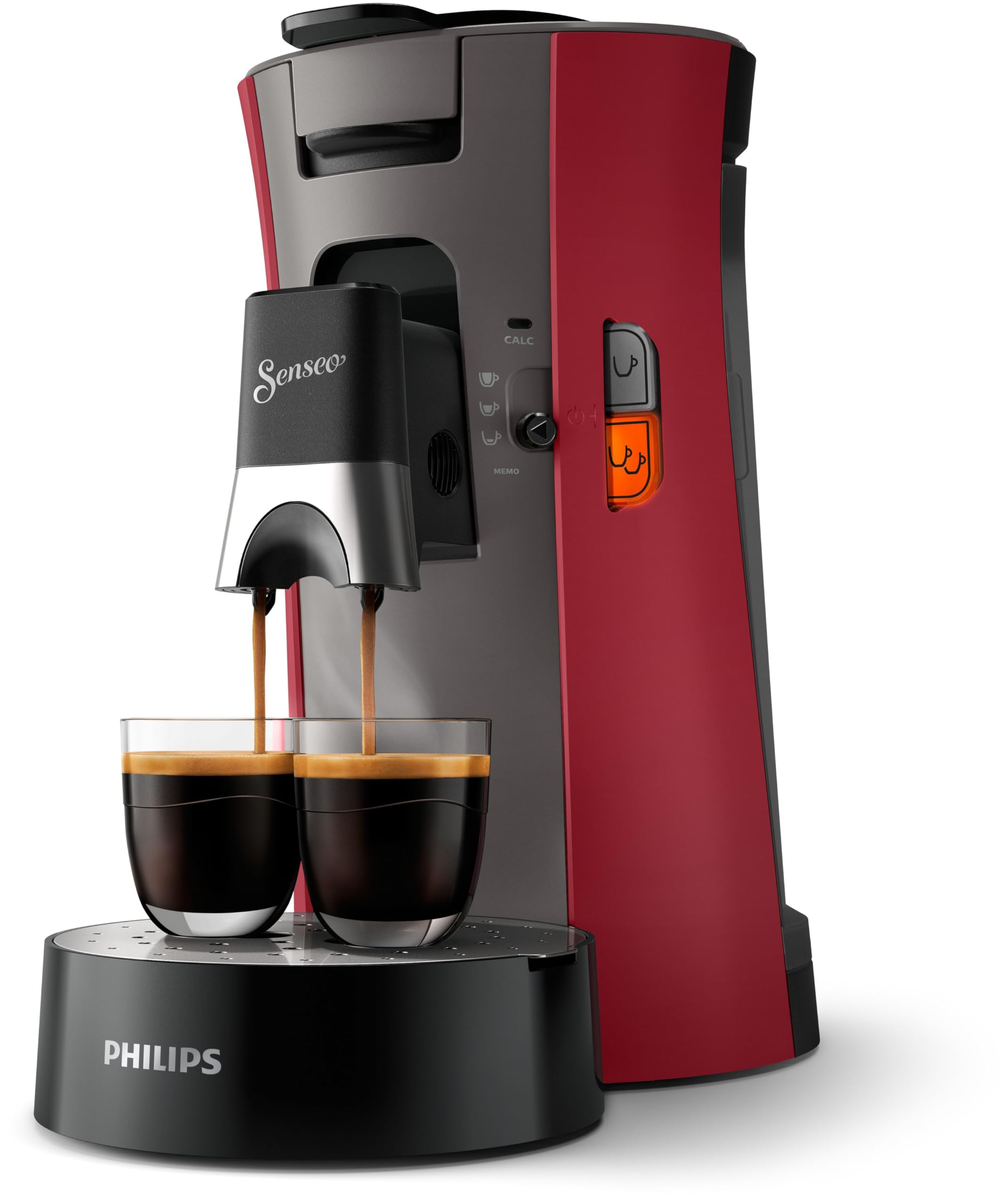 SENSEO Select Eco Machine à Café à Dosettes, Intensity Plus, Crema Plus, Fonction Mémo, Rouge Intense – CSA240/91