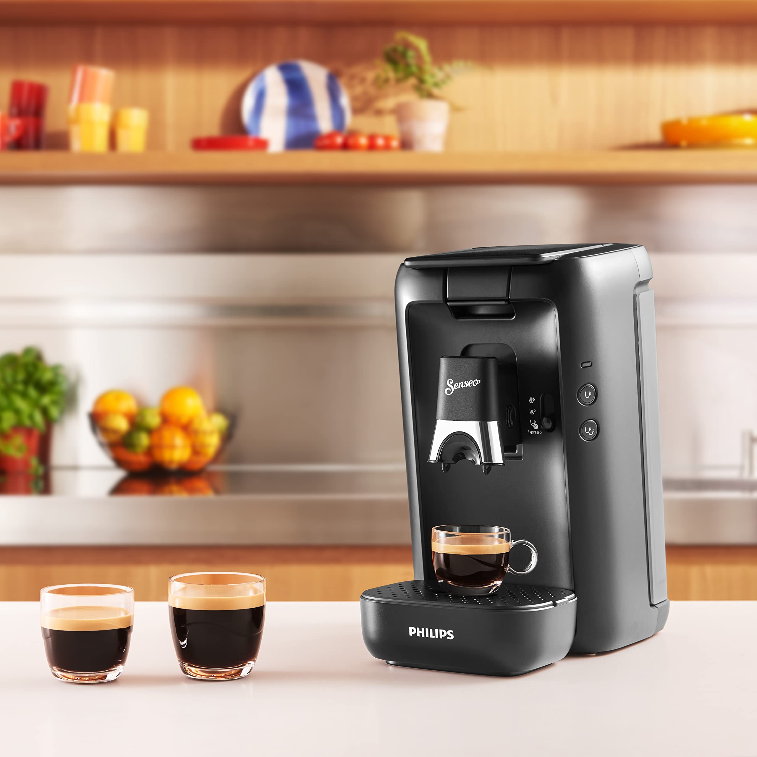 SENSEO Maestro Machine à Café à Dosettes, Réservoir 1,2 L, Intense Plus, Fonction Mémo, Noir – CSA260/61