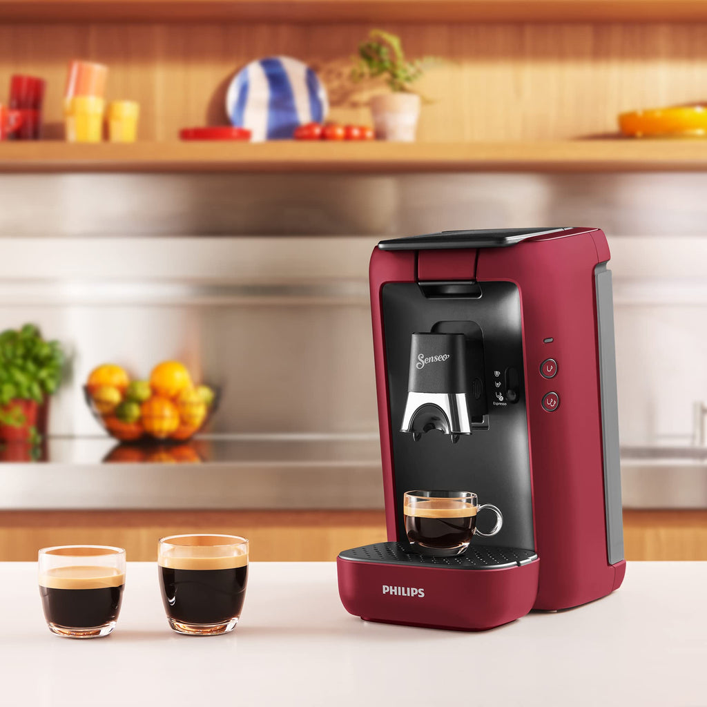 SENSEO Maestro Machine à Café à Dosettes, Réservoir 1,2 L, Intense Plus, Fonction Mémo, Rouge – CSA260/91