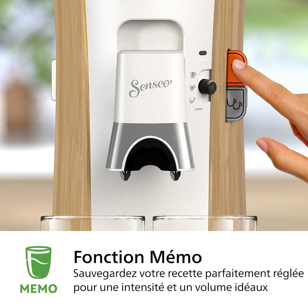 SENSEO Select Machine à Café à Dosettes, Intensity Plus, Fonction Mémo, Crema Plus, Blanc Soie – CSA240/06