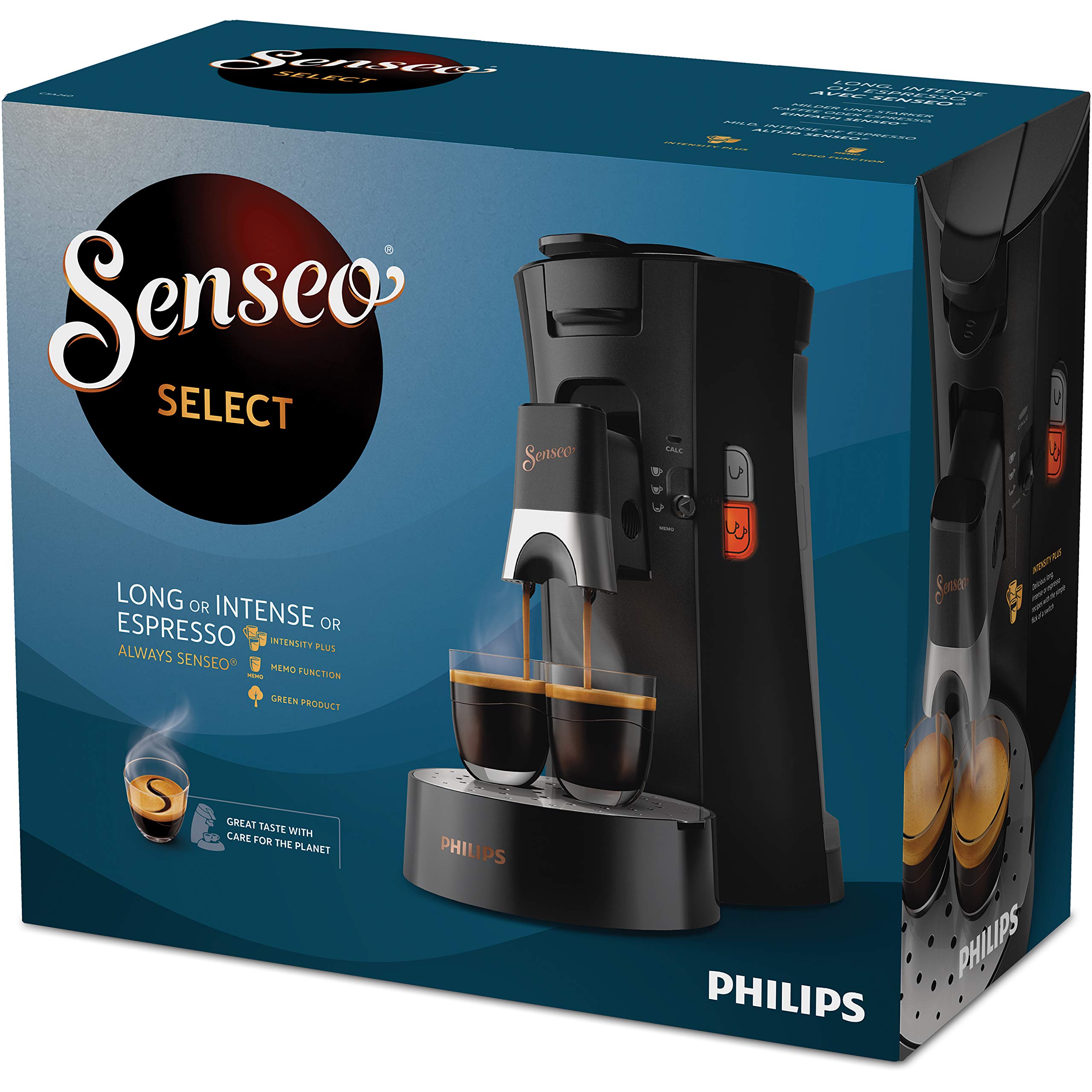 SENSEO Select Machine à Café à Dosettes, Choix de la Force Plus, Fonction Mémo, Crema Plus, Noir – CSA240/60